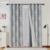 1PC LOZUJOJU 70-80% Blackout Dark Gray Blackout Curtains and Pure White Lace Sheer Double Layered Curtains for Living Room Bedroom Home Decoration