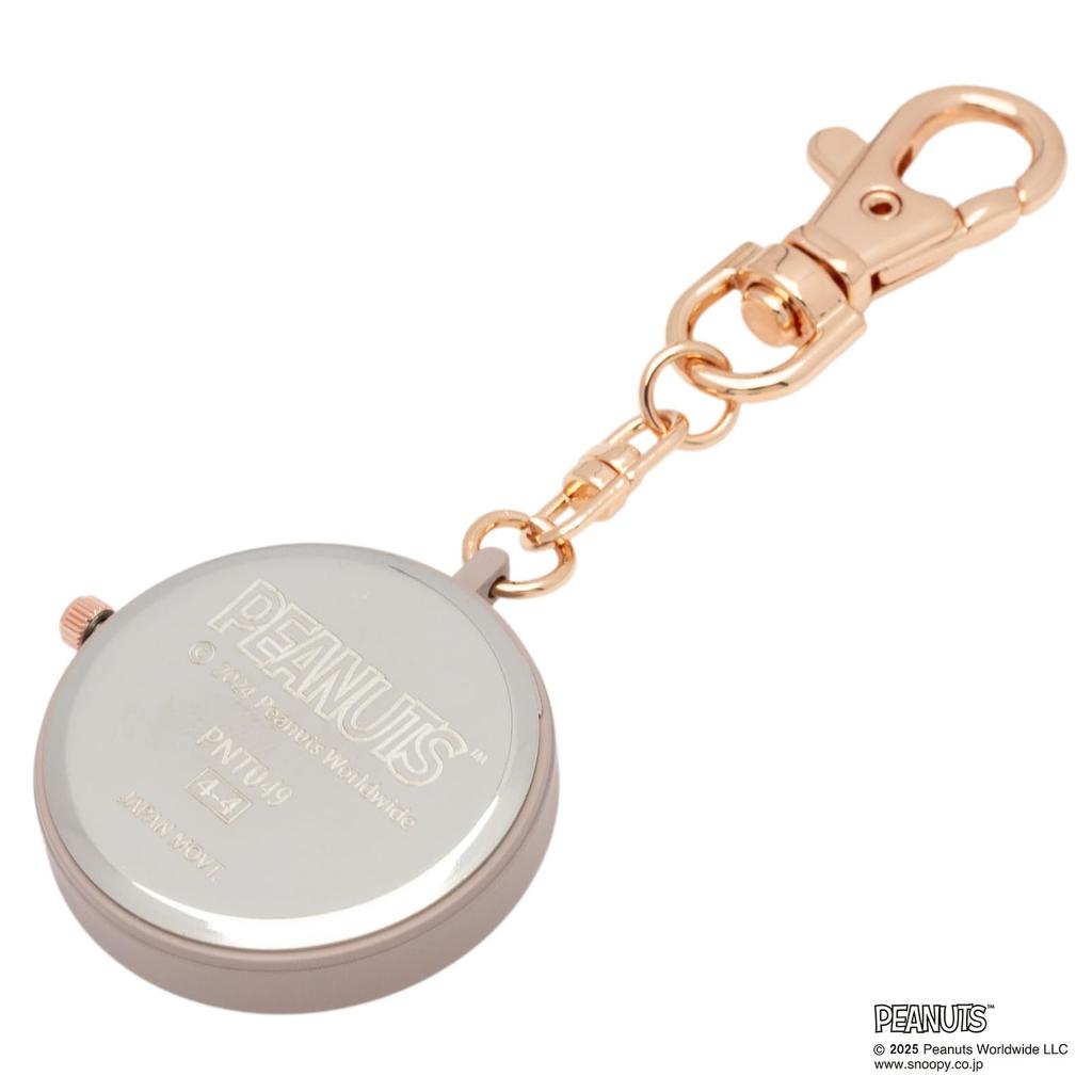Fieldwork Analog Pocket Watch with Snoopy Color Case KC Watch Pink Women's Keychain, Design, G, (PNT049-3)
