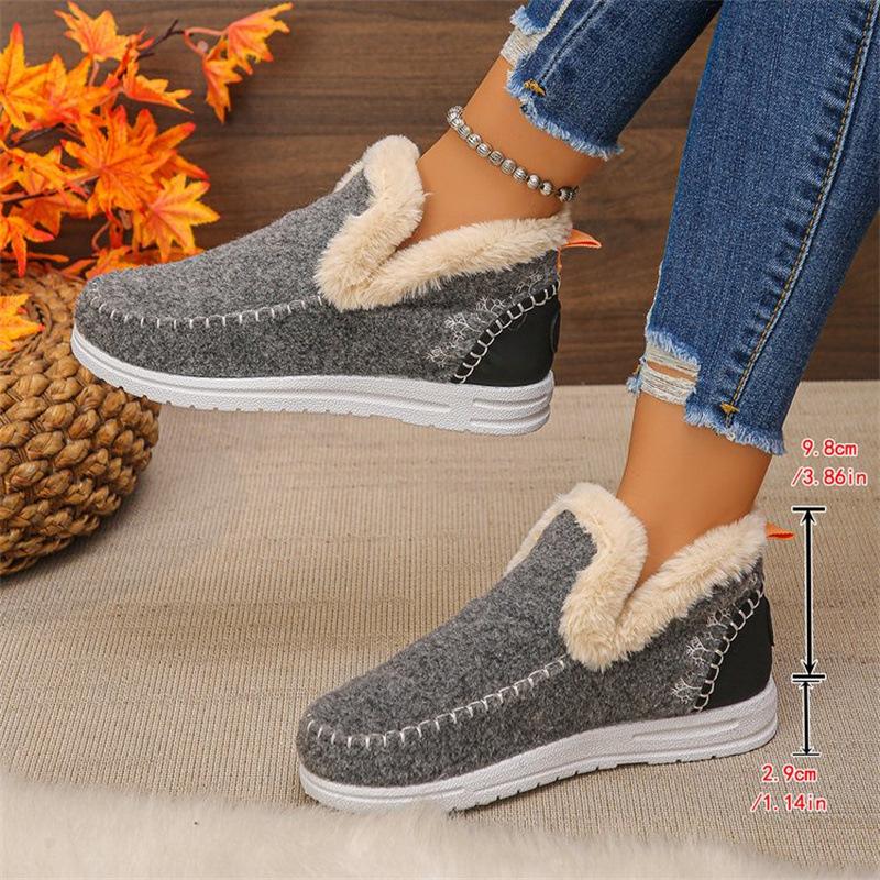 Winter 22 new European and American large-size short boots flat-bottomed velvet suede snow boots 36