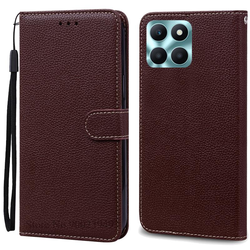 Für Honor X6A Fall Honor X 6a Leder Flip Brieftasche Fall Für Huawei Ehre X6A WDY-LX1 Telefon Fall Silikon Abdeckung coque Fundas For Honor X6A kaffeebraun