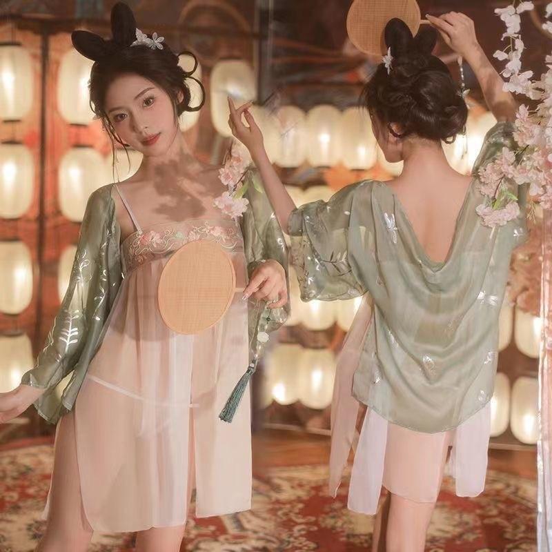 Sex underwear retro tulle perspective seduction pearl fringed belly pocket sharding tied skirt exotic
