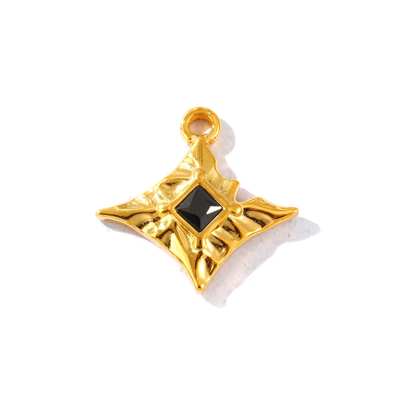 2pcs Stainless Steel Charms 18K Gold Plated Rhombus Multicolor Rhinestone Pendants DIY Necklace Earrings Jewelry Gift 25mmx23mm