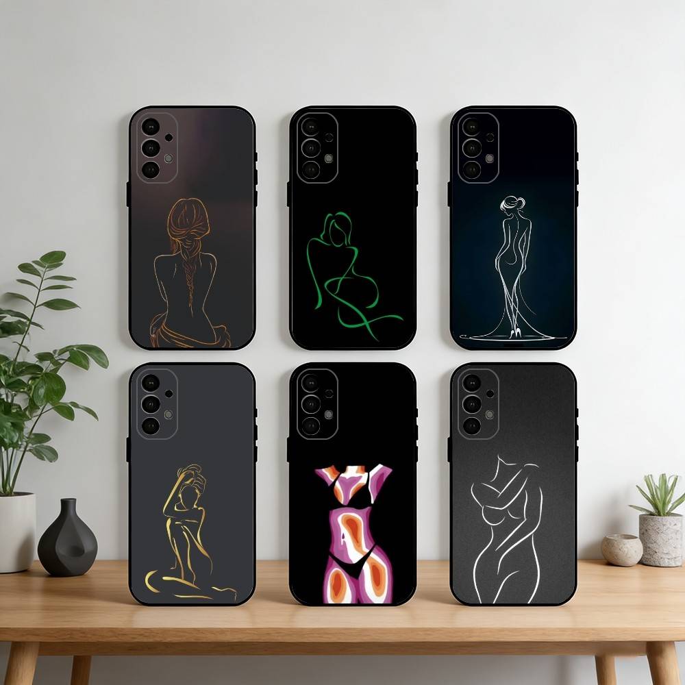 Sexy Body curve Art Phone Case For Samsung S25,S24,S21,S22,S23,S30,Ultra,S20,Plus,Fe,Note,10,9,5G Black Cover