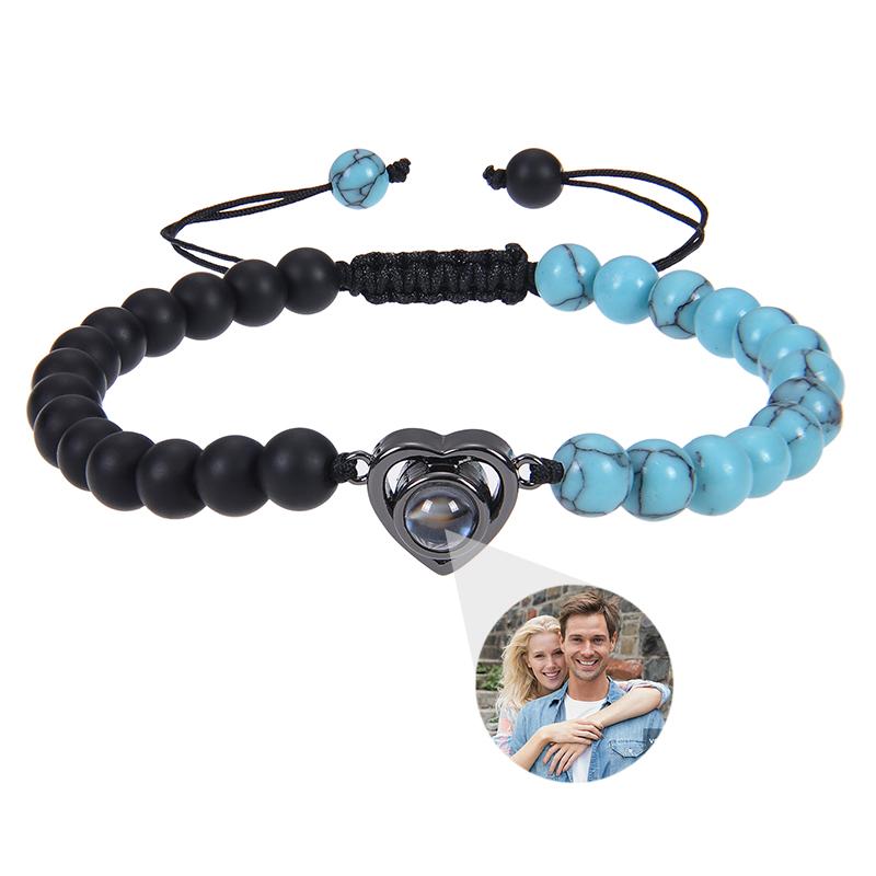 

Браслет з проекцією фото з натурального каменю Браслети Персоналізований браслет з проекцією фото Пам ять для пари Подарунок Template B&Stainless Steel