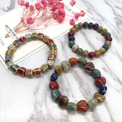 BLINGBAY Women's Bracelet Ethnic Style Ceramic Bracelet Retro Colored Pottery Bracelet Sweet Couple Bracelet Versatile Accessories Gift