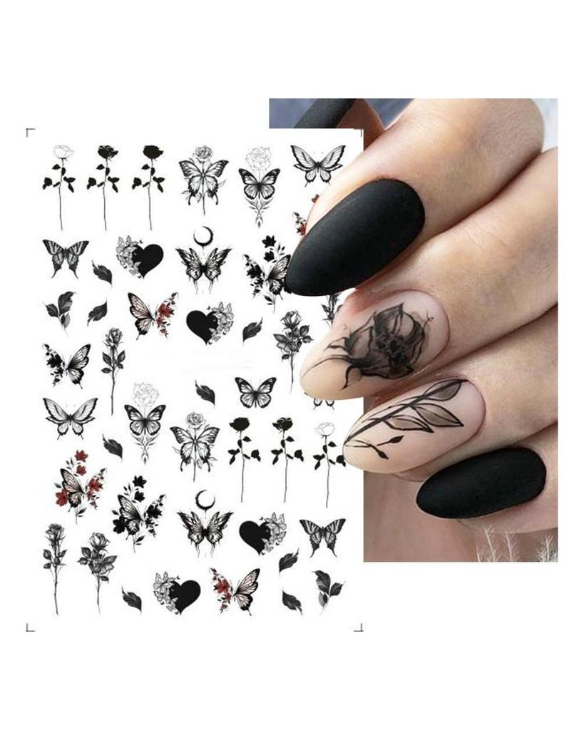 Water Nail Decal and Sticker Flower Leaf Tree Green Simple Summer Slider for Manicure Nail Art Watermark Tips