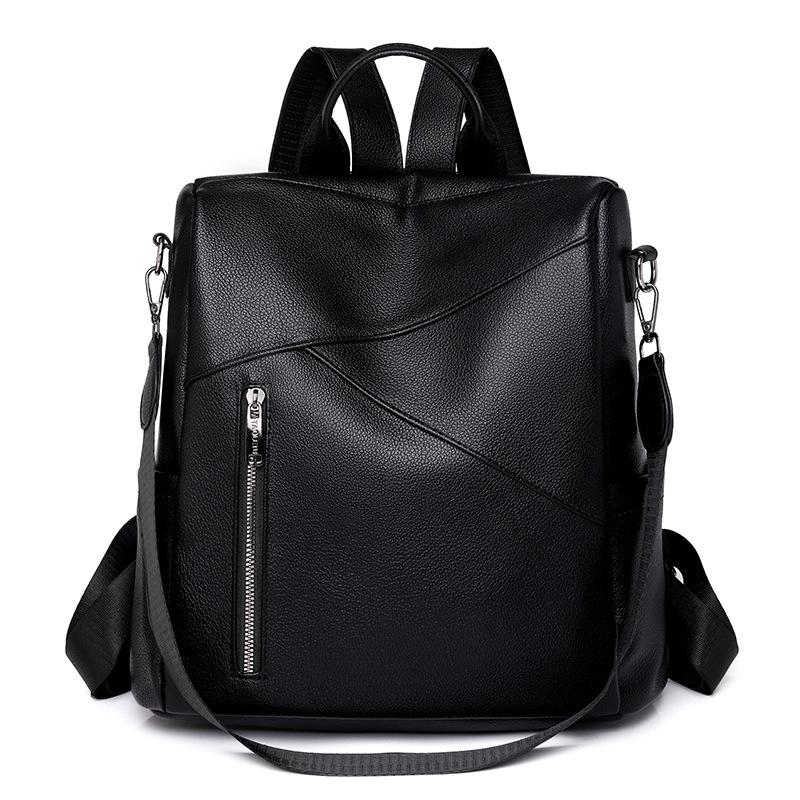 

Korean Style Women s Soft Leather Backpack - 2025 Large Capacity Casual Travel Bag, Multi-Purpose. чорний