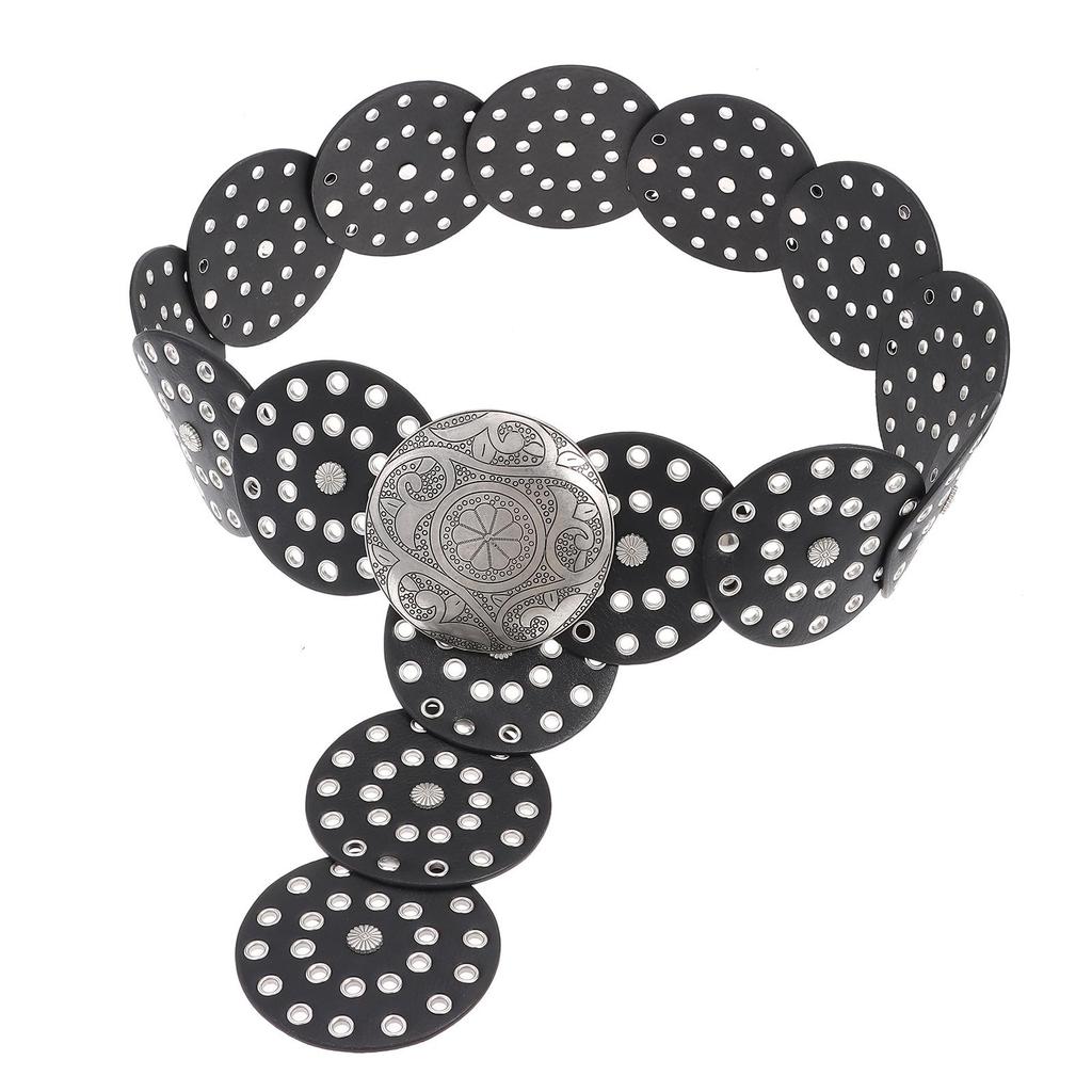 Přehnaný Cowboy Disc Belt Y2K Wide Disc Belt Cowboy Wide Disc Belt Dutý pás pro ženy