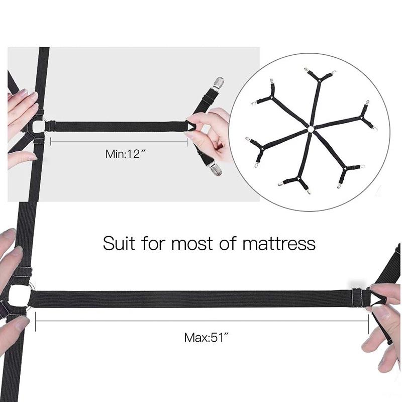 8/12 Clips Bed Sheet Fasteners Mattress Cover Anti-slip Holder Fixed Holder Adjustable Elastic Fitted Sheet Straps Crisscross