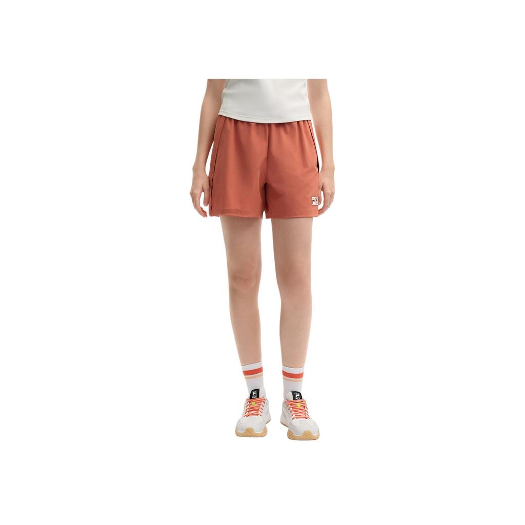 Fila X Little Fox Collaboration Loose Lightweight Comfortable Fashion Soft Three-Quarter Casual Shorts Women Shorts Light-Bean-Red F11W529801F-RD