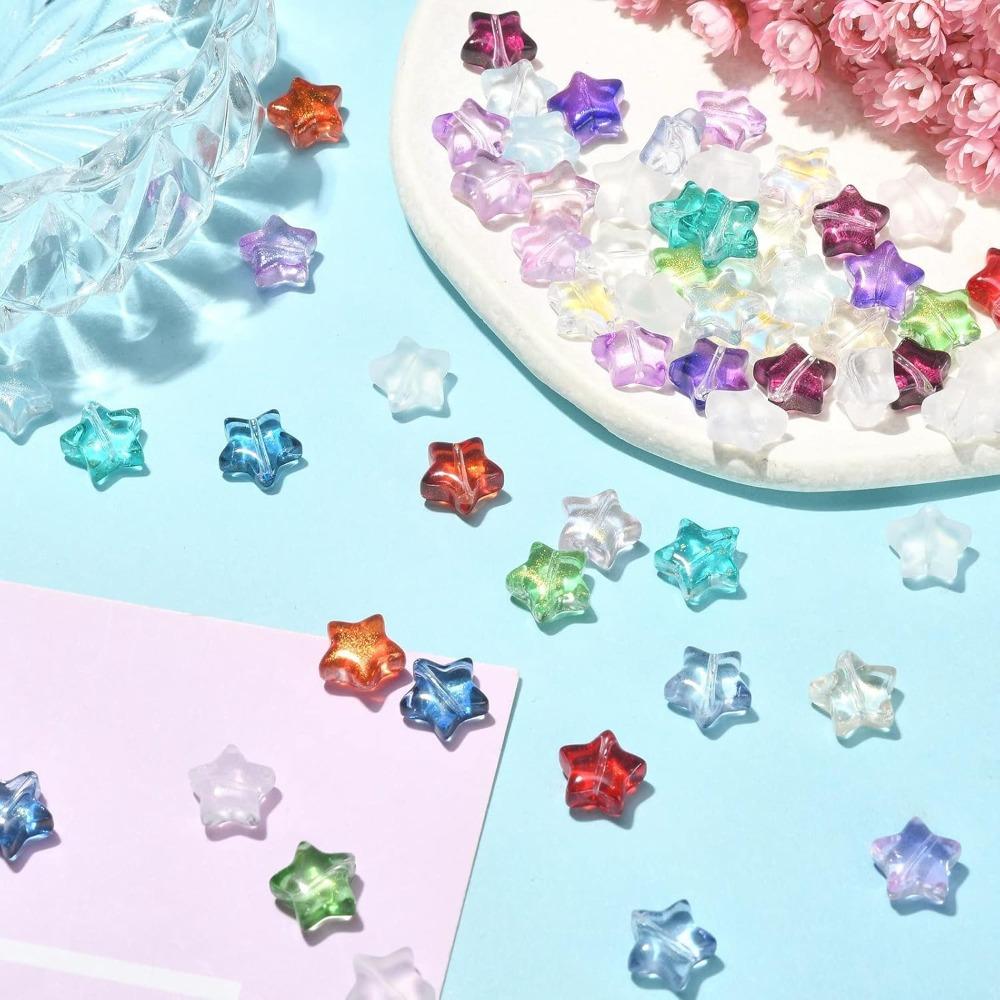20/50/100pcs random color glass material star moon shape DIY bracelet necklace earrings keychain keychain pendant