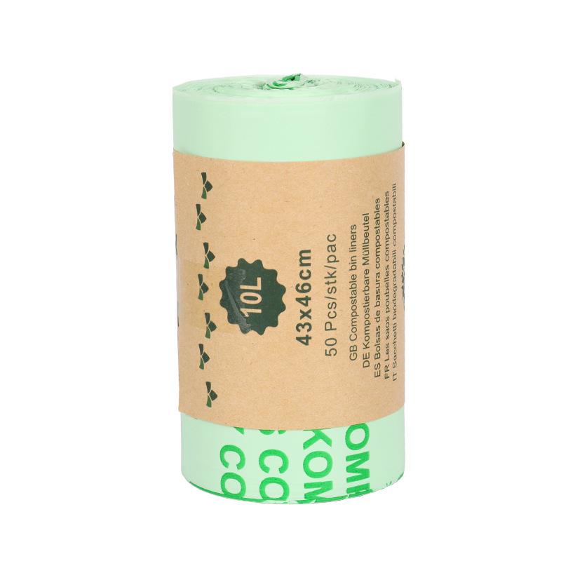 PLA Corn Starch Biodegradable Compostable Trash Bags for Kitchen & Household flat opening