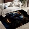 Realistic Black Panther Portrait Printed Flannel Rug Plush Soft Carpet For Living Room Bedroom Wildlife Animal Decor Artistic