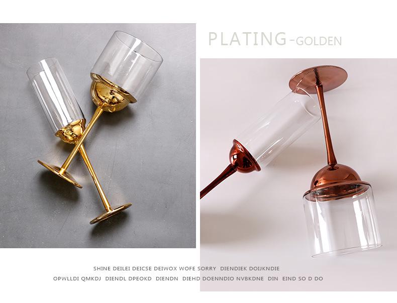 Stylish European High-Stem Electroplated Crystal Wine Glass