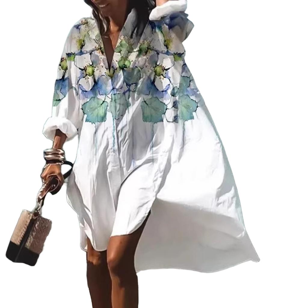 Women's Loose Fit Midi Shirt Dress with Collar for Casual and Daily Wear