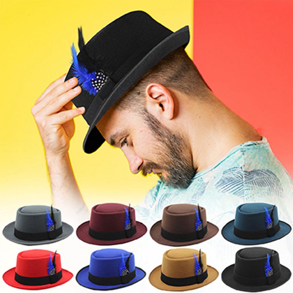 Unisex Round Top Woolen Small Hat, Gentleman Jazz Hat, Holiday Versatile Decorative Hat