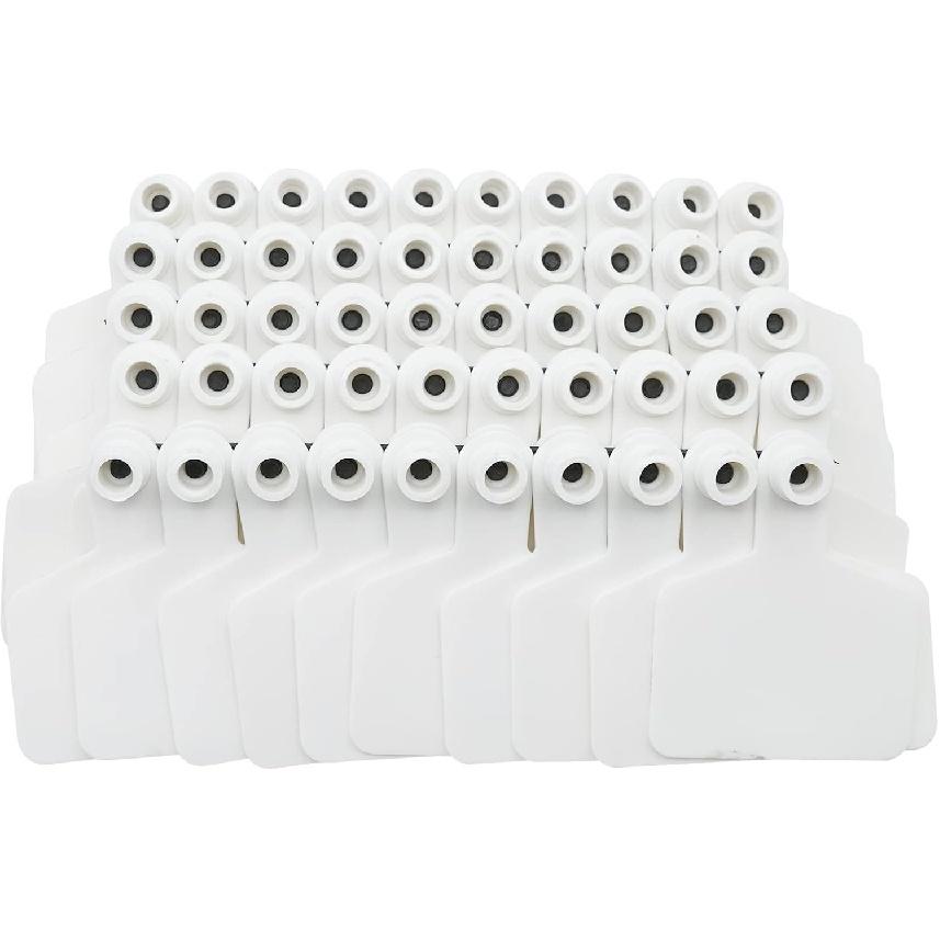 NOMAL Blank Ear Tags 100 Pieces Cattle Cow Blank Ear Tags Identifcation Livestock Ear Tags for Cattle Cow Horse Pig Goat Sheep (White)