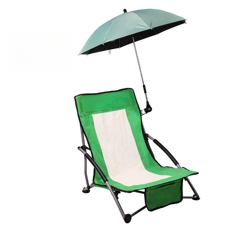Portable Foldable Storable Beach Camping Chair With Sun Umbrella New Metal Fabric Reclining Seat Ideal For Outdoor Fishing Rest