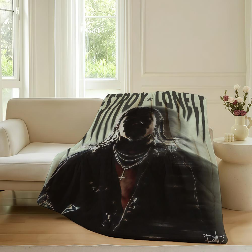 American rapper Destroy Lonely Blanket For Sofa Office Bed Plane Travel Sleep Read Relax Camping Soft And Warm