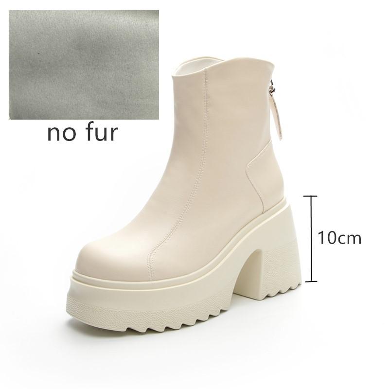 

Модные женские ботильоны на высоком каблуке AIYUQI из натуральной кожи 2025 Новинка Каблук 10 см Высокие Женские Ботильоны Платформа Британский Стиль Модные Ботинки Женские 34