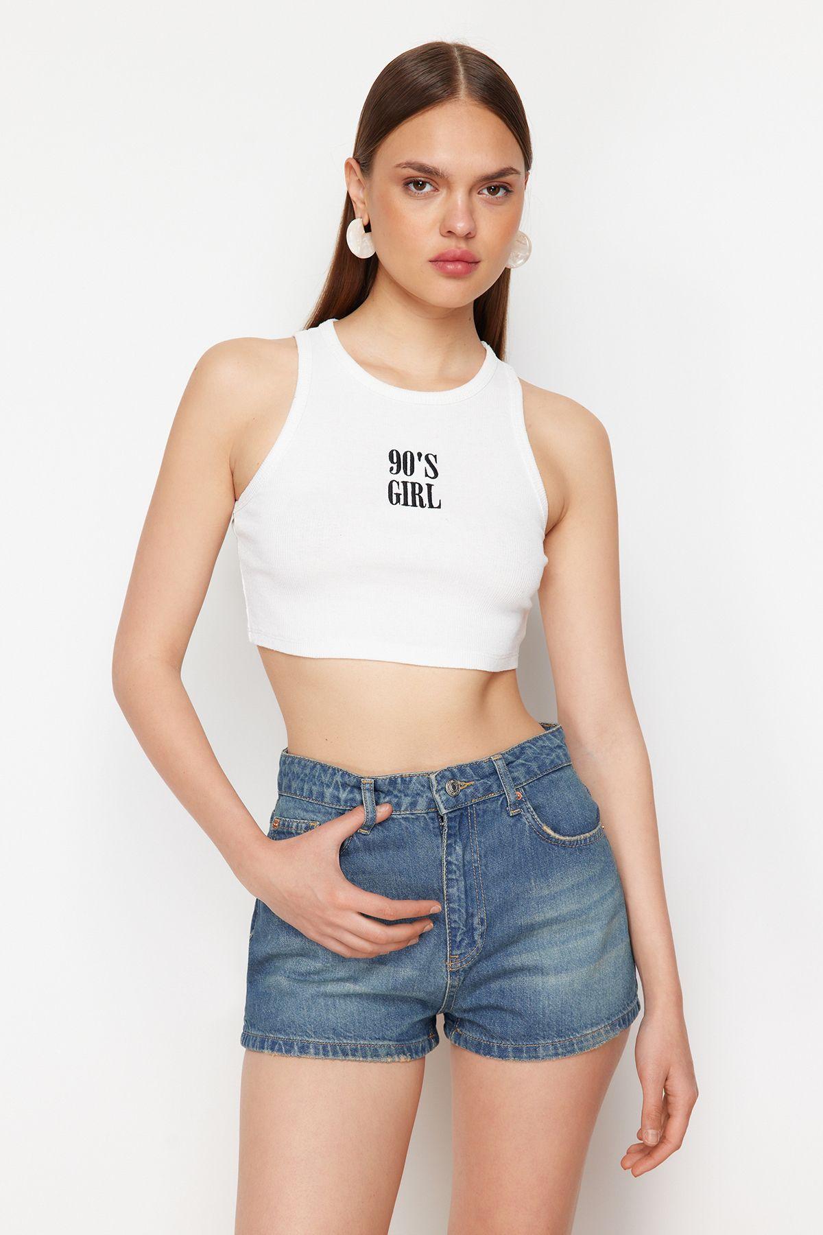 

Женские стильные шорты-бермуды Синие джинсовые шорты с высокой талией L