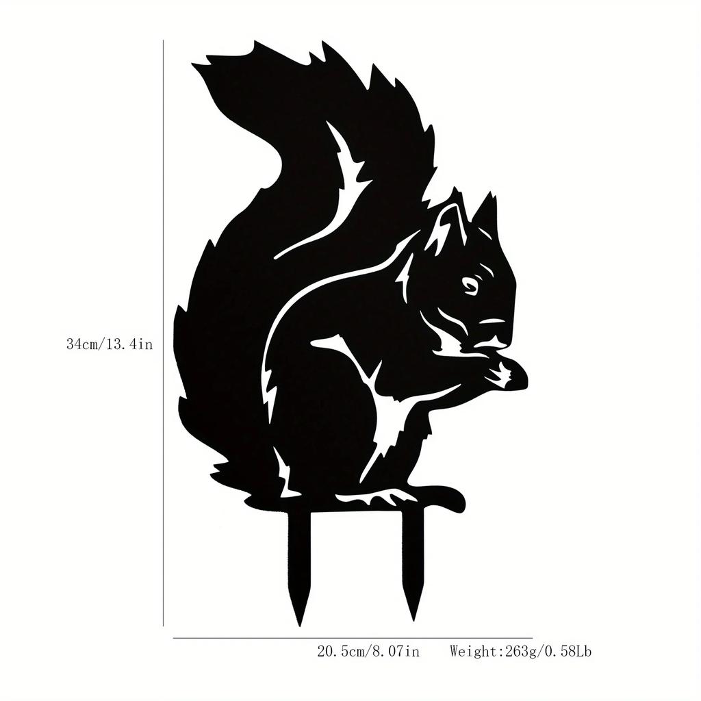 Squirrel Metal Garden Post Decoration Charming Animal Art for Yards and Fences, Stylish Ground Ornaments and Garden Stake