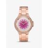 Oversized Camille Ombré Pavé Rose Gold-Tone Watch MK7340