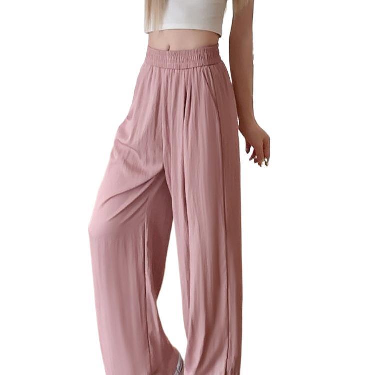 Women's 2026 Summer Solid Color Wide-Leg Elastic Waist Pants - Slimming Floor-Length Yamamoto Style