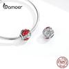 BAMOER 925 Sterling Silver Blue Blossom Flower Magic Star Round CZ Bead Fit Charm Silver Original Bracelet & Jewelry