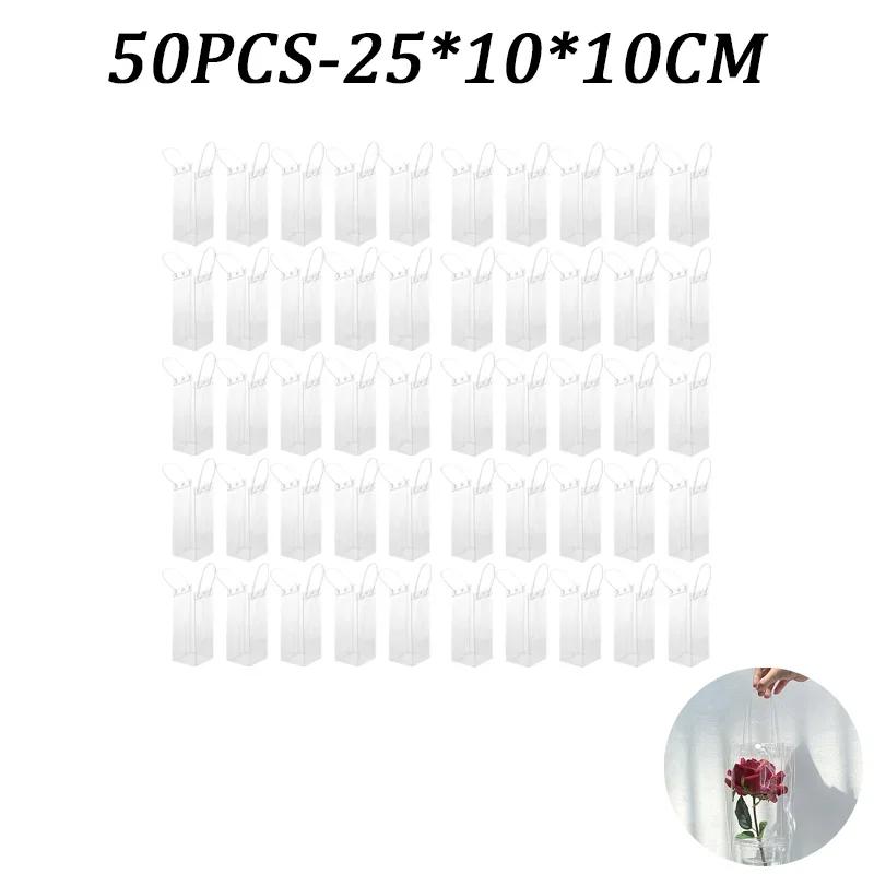 5-100 Stück Klare Plastikgeschenktüten mit Henkel Transparente Geschenktüte Wiederverwendbare Tragetasche PVC Goodie Bags für Hochzeitsfeierzubehör