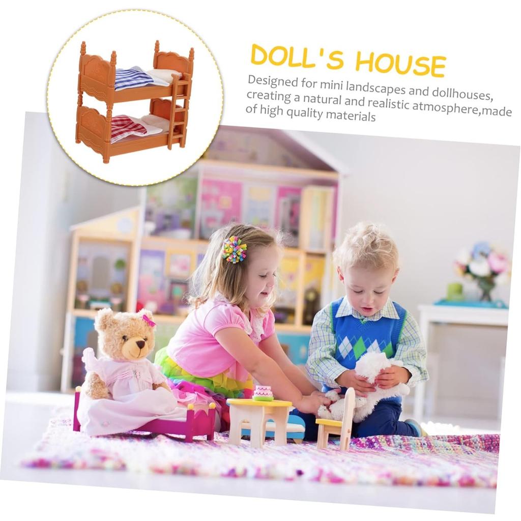4er-Pack praktische Möbel für Puppen, Bett, Doppeldekoration, Miniatur-Mini-Simulationswaagen mit hübscher Leiter für den Innenbereich, Holzzubehör, Modell zum Selbermachen