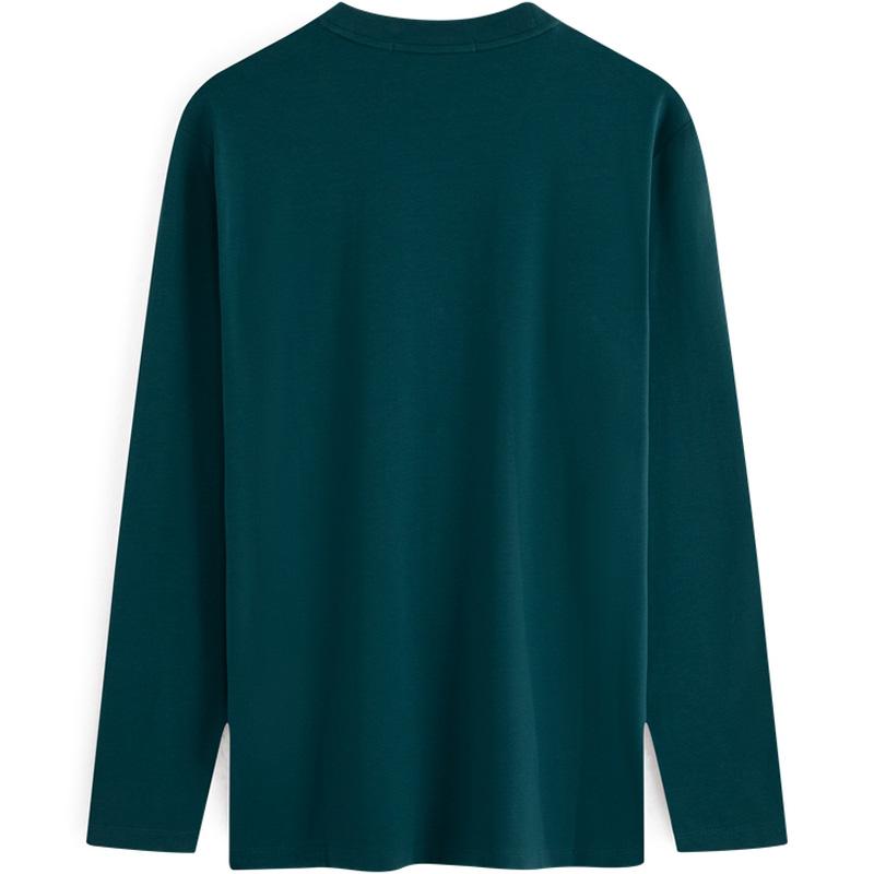 Calvin Klein Fashionable Minimalist Letter Print Comfortable Round Neck Long Sleeve T-Shirt Men Tops Deep-Sea-Green J324901-CA4