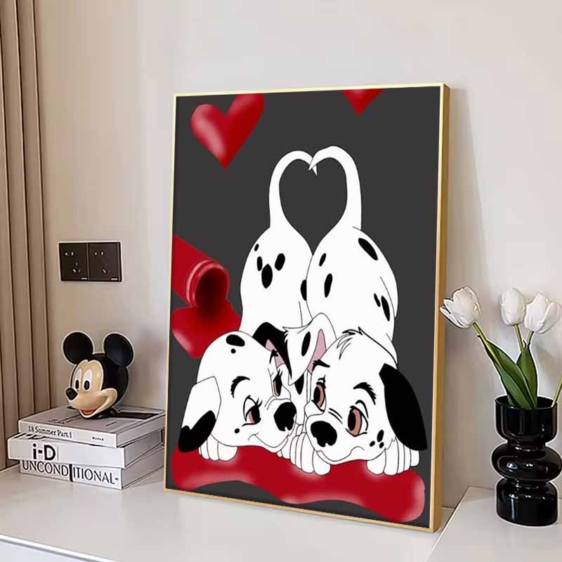 Disney Diamond Painting Sweet Spotted Dog Couple Illustration Mosaic Embroidery Image Creation Diamond Painting Cross Stitch Home Decoration 5D DIY