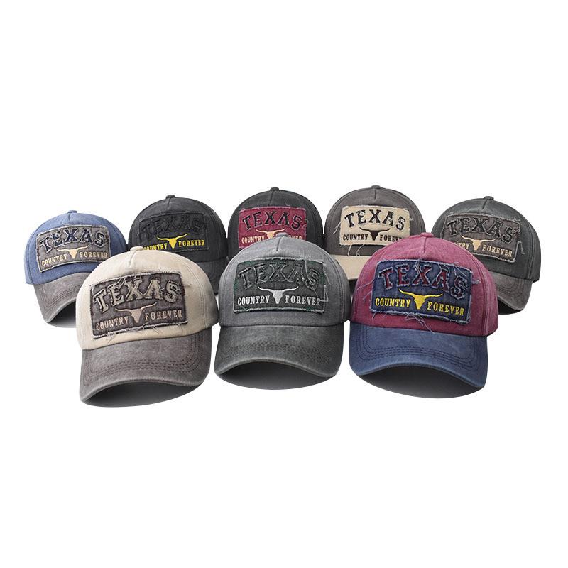 Embroidery Cow Letter Head Cotton Baseball Hat Curved Brim Adjustable Men Women