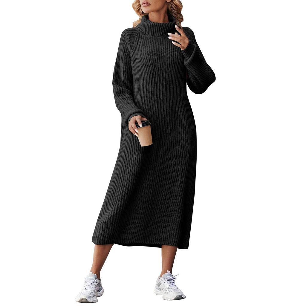 Womens Fall Sweaters Long Sleeve Pullover Loose Chunky Knitted Jumper Dress