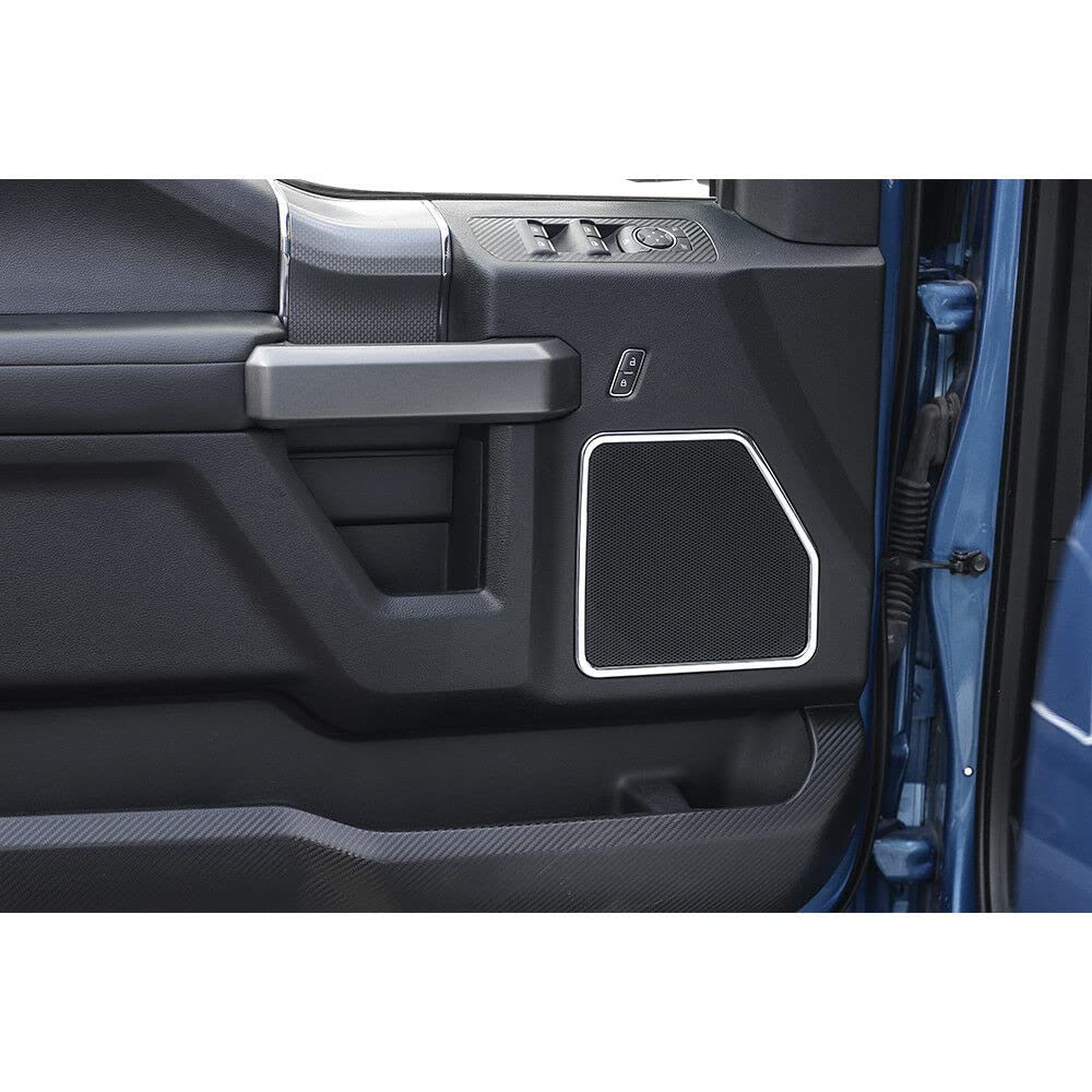 Fit for Ford F150 2015-2020 ABS Front & Rear Door Speaker Cover Decorative Trim 4PCS Interior Car Accessories (Chrome)