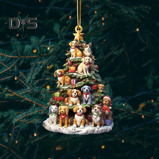 Christmas Tree Pendant Acrylic Tree Shape Book Cucumber Ornament Xmas Tree Hanging Decoration for Indoor Outdoor Winter Decor