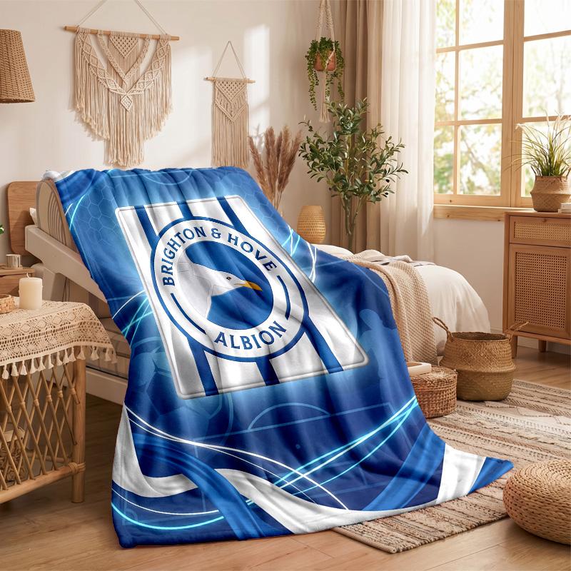 Brighton & Hove Albion Football Print Flannel Blanket Soft Warm Sofa Bed Throw Blanket For Home Office Bedroom