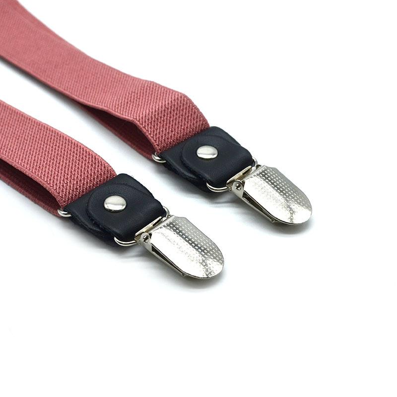 Adult Unisex 4-Clip Elastic Suspenders & Bow Tie Set, Non-Slip, Solid Color, 2.5cm