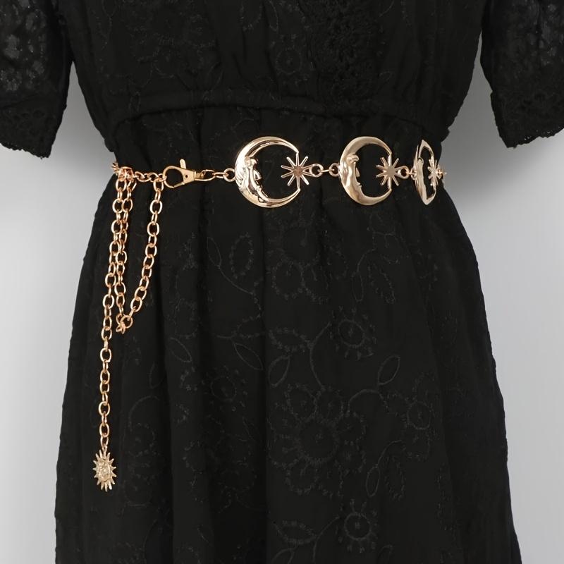 

Stylish Women s Punk Moon & Sun Waist Chain Belt - Elegant Boho Alloy Body Jewelry with Crescent Moon & Star Charms, Perfect for Parties, Vacations & золотистый