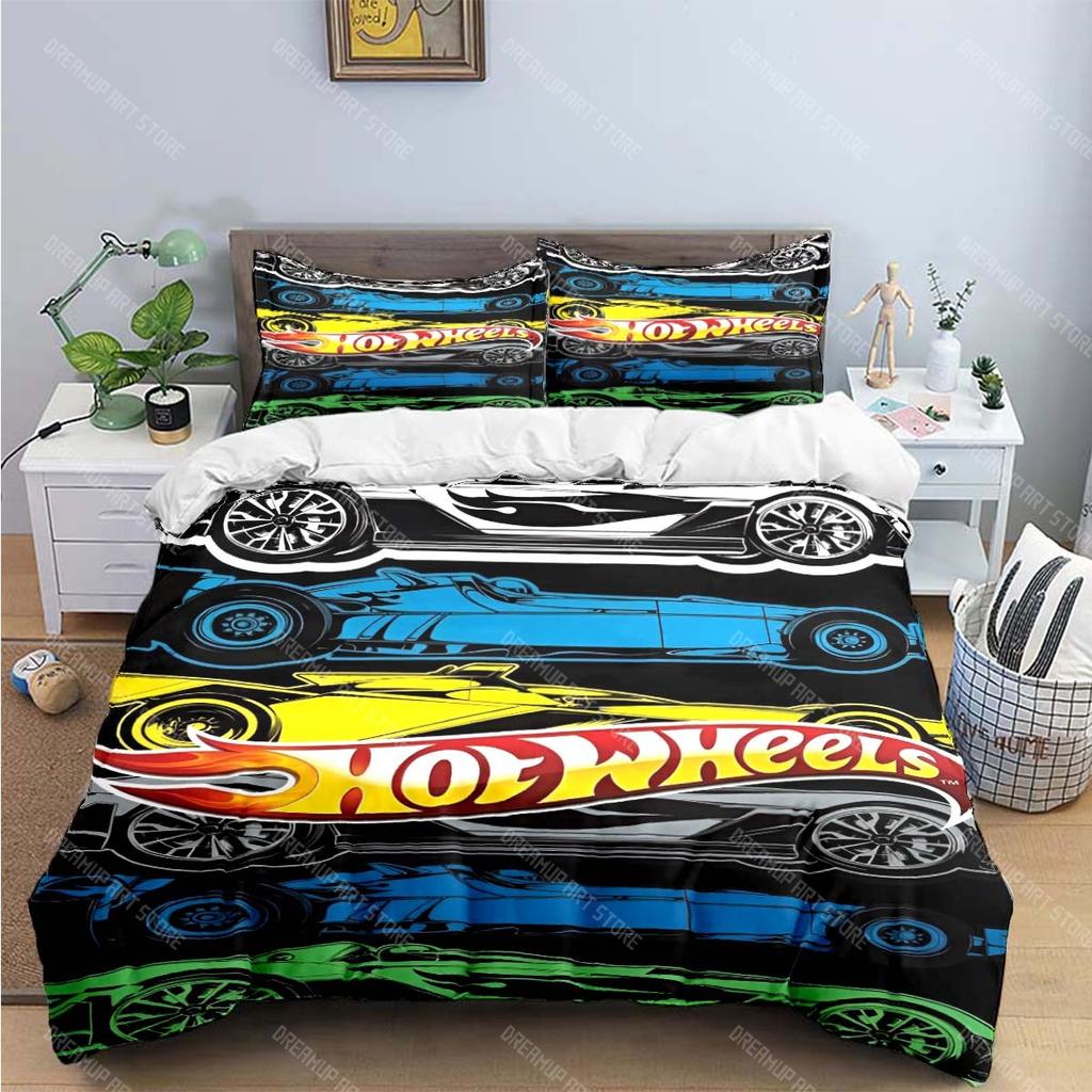 Modny Kreskówkowy Gorący Nadruk W-Wheels Zestawy Pościeli Zestaw Artykułów do Łóżka Poszwa na Kołdrę Zestaw Kołdry Zestaw Pościeli Luksusowy Prezent