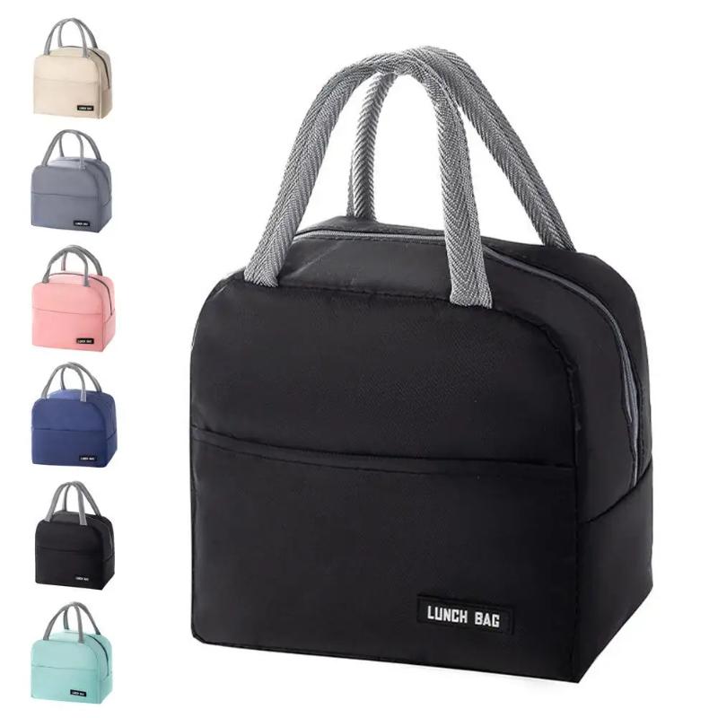 New Portable Lunch Box Bag Solid Color Thickened Thermal Insulation Bag Suitable For Students Office Workers & Other Occasions