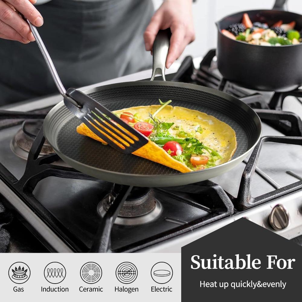 D2 Stainless Steel Crepe Pan Non-Stick Pots Honeycomb Coating Frying Pan Pizza Tray 24/26/28cm Kitchen Cookware Pancake Egg Pan
