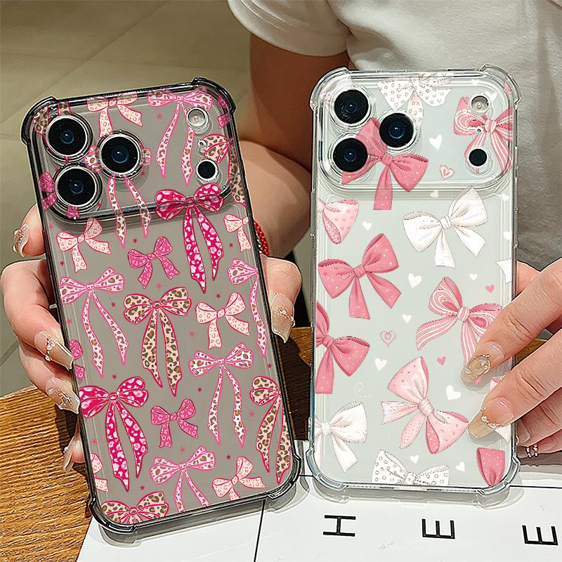 Rosa Schleifenmuster Hülle Für iPhone 17 Pro Max Coque iPhone 16 15 14 13 Pro Max 11 Stoßfest Klar Weiche Silikonhülle