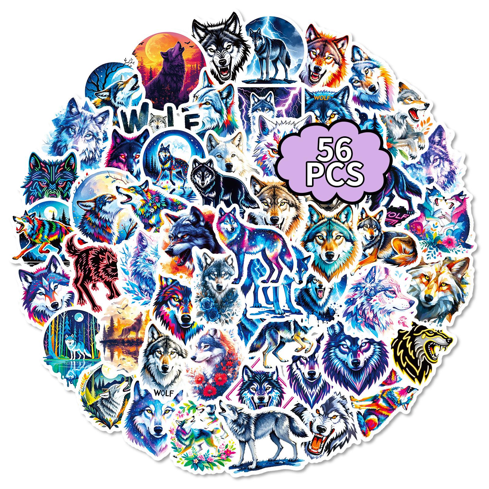 

56 Prairie Wolf Graffiti Stickers Trend Cool Cartoon Animals Handmade Decorative Materials Sticker Batch