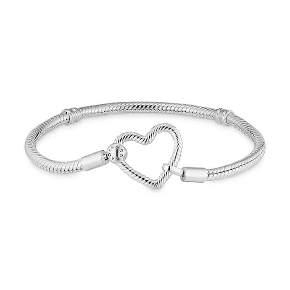 

Pandora 599539c00 Moment Heart Closure Snake Chain Silver Bracelet 599539C00-19