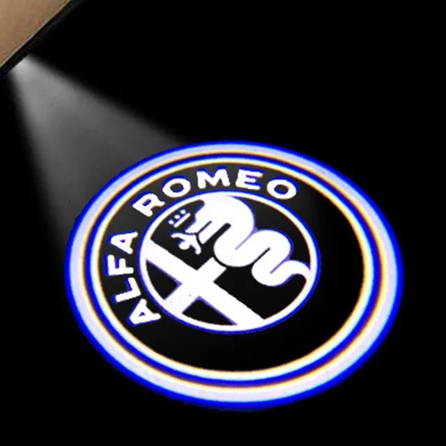 2Pcs Led Car Door Projector Laser Logo Light For Alfa Romeo Giulietta 2011-2019 Giulia Stelvio 2017-2023 Welcome Ghost Lights zl5