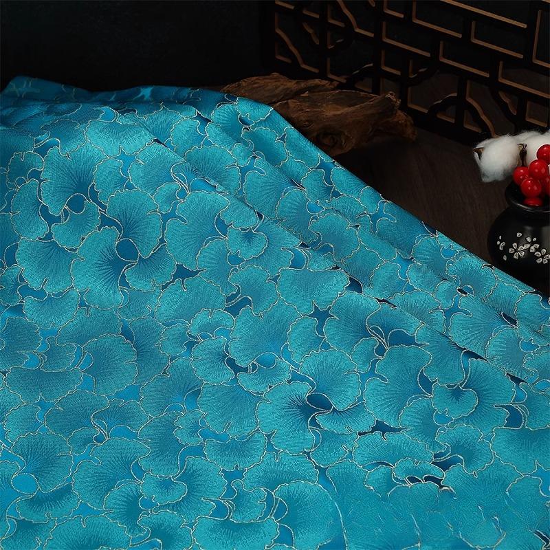 

75x100cm Ginkgo Pattern Jacquard Brocade Fabrics For Satin Dress Designer Sewing Cheongsam Kimono Garment Diy Patchwork Material 75x100cm