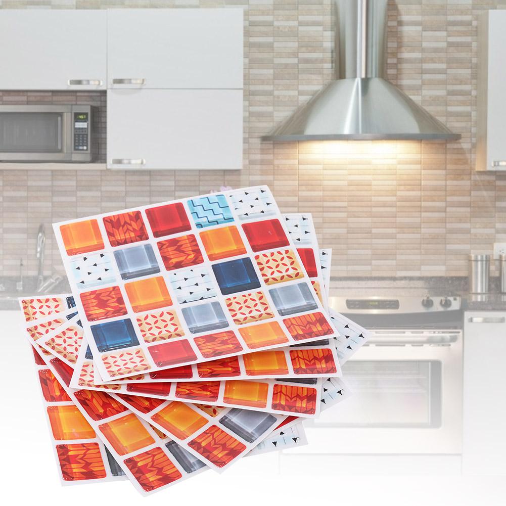 6Pcs Mosaic Self adhesive Wall Tile Sticker Kitchen Oil proof Stickers Bathroom Decor(FX705)