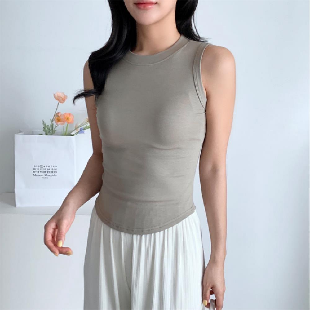 New Arrivals Open Run Women Viscose STreTch Round Hem Sleeveless T shirT